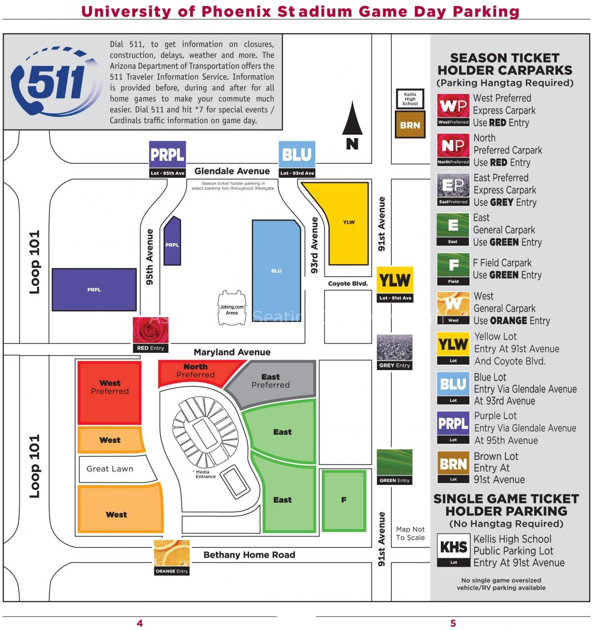 паркинг университета на картата на Финикс стадион